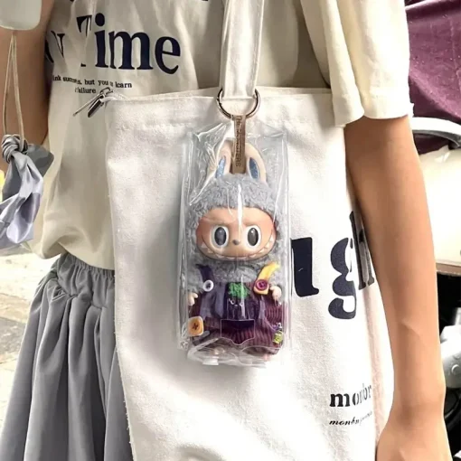 Labubu Transparent Display Box Outdoor Bag Figurine Dust-Proof Protective Case Pvc Baby Bag Fashionable Protective Bag Cute