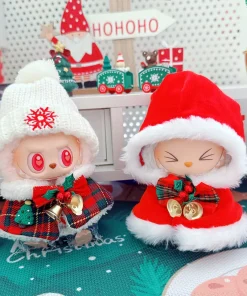 For 17cm labubu V1 V2 and 10cm Cotton Dolls Dress Doll Clothes Multicolor Embroider New year christmas BJD Doll Clothes