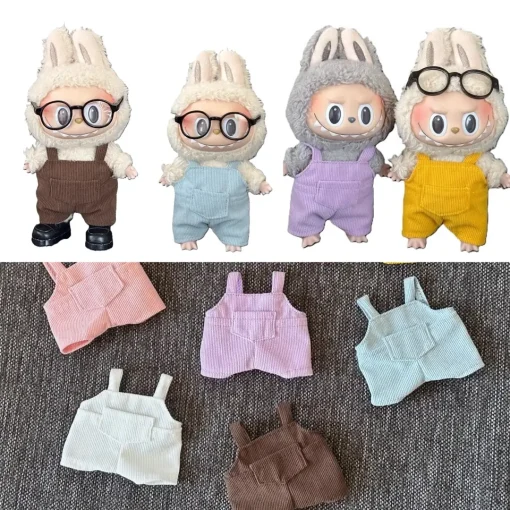 For 15cm Labubu Clothes Pocket overalls Collection Labubu Outfit Accessories Labubu Clothes