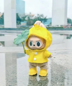 Only Clothes 17cm Labubu Vinyl Doll Raincoat Leather Clothes Change Doll Change Doll Clothes Suit