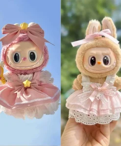 17cm Cute Mini Plush Doll Clothes for Labubu Outfit Doll Accessories Kawaii Idol Dolls Toys Dress Up
