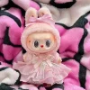 For 15cm cute mini labubu clothes  Kawaii Cartoon Bib Pants  With matching shoes Labubu Accessories 2