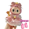 New Cute Mini 17cm  Labubu Clothes Macaron Vinyl Figure Winter Sweater Hat Set Doll Wear For Accessories Girl Baby Clothes Gift 2