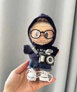 17cm Labubu I II Idol Dolls Cute Mini Plush Doll'S Clothes Korea Kpop Exo Idol Dolls DIY Accessories Gifts FEAR Hoodie Set