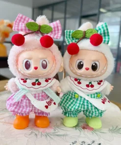 Labubu Doll Clothes Cherry-Themed Hair Accessory & Rainboots Set 15/17cm Plush Doll'S Clothes Labubu I II III Doll Accessories