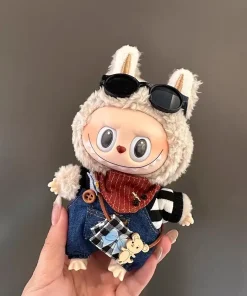 Labubu Clothes For 15-17cm V1 V2 V3 Plush Idol Doll Leisure Suit T-Shirt Overalls Bag Scarf 4PCS/Pack Decoration Accessories
