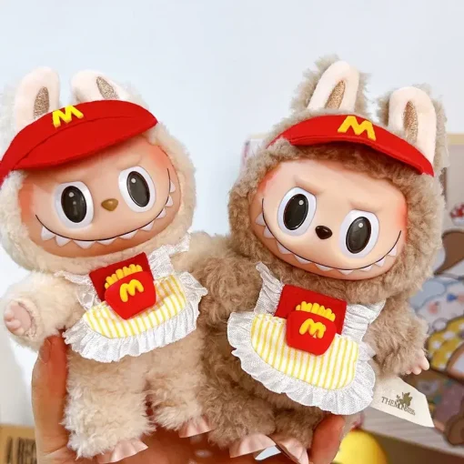 Labubu 17cm Clothes Outfit Accessories For Labubu Dolls Clothing Kid Gift French Fries Apron And M Hat EB19G