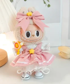 Ropa Labubu Doll Clothes Outfit Accessories For 17cm Labubu V1V2 Pink Dress Set Doll Clothing Kid Toy Girl Gift