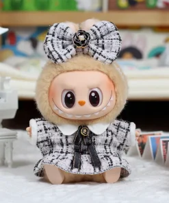 Labubu Outfit Accessories For 17cm Labubu V2 V1 Plush Idol Doll'S Clothing Chambray Cape Dress Golden Pink Labubu Clothes