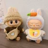 New Cute Mini 17cm  Labubu Clothes Macaron Vinyl Figure Winter Sweater Hat Set Doll Wear For Accessories Girl Baby Clothes Gift 3