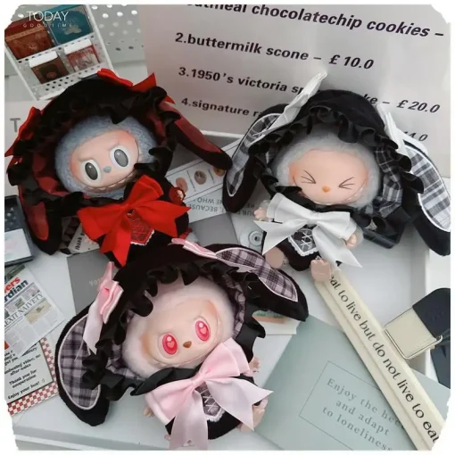 The First And Second Generation Labubu Sitting Party Pendant, 17cm Baby Dress, Vinyl Doll, And Tuliesi One-Piece Suit Change
