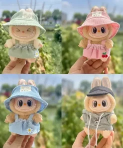 Cute Mini Plush Doll'S Dress with Hat17cm Labubu I II Idol Dolls Accessories For Korea Kpop Exo Sitting Party Clothing