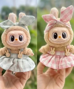 17cm Labubu I II Idol Dolls Mini Plush Doll'S Clothes Outfit Strappy Skirt Accessories For Korea Kpop Exo Sitting Party