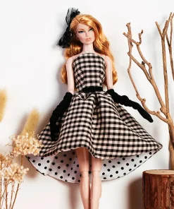 32cm Supermodel Doll Clothes Suit European Fashion Black Checkered Formal Dress Exquisite Accessories Set DIY Toy Collector Gift