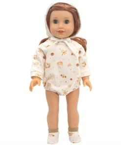 1 set of yellow giraffe romper doll clothes suit for 18-inch (45.7cm) doll girls. Suitable for American dolls.
