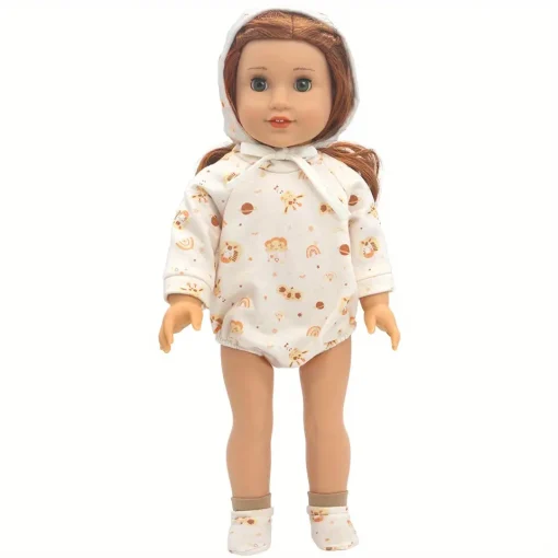 1 set of yellow giraffe romper doll clothes suit for 18-inch (45.7cm) doll girls. Suitable for American dolls.