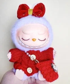 17cm labubu clothes outfit Plush doll clothes Macaron Cute Clothing DIY Kid Gift red set Clothes Hair accessories v1 v2 clothes