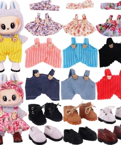 For 17Cm Plush Doll Labubu Clothes Accessories Pants Skirts Cute Overall Doll Shoes Leather Shoes Martin Boots Holiday Gifts