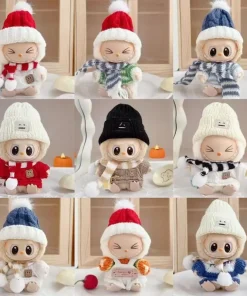 New Labubu Clothing Accessories 17cm First And Second Generation Pendants For Kids Autumn Winter Sweaters Hats And Scarves