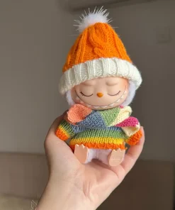 17cm Labubu doll Clothes  Macaron Labubu Christmas costumes Set V1 V2 Winter Christmas Sweater Scarf Set Clothing ﻿