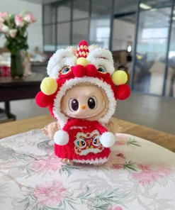 17cm Mini Doll'S Clothes Outfit Accessories For Korea Kpop Exo Labubu Idol New Year's happy handmade lion dance suit Clothing