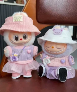 Labubu Sitting Party Series Summer Sweet Yarn Skirt Hat Set for Labubu V1 V2 V3 Accessories Labubu Clothes