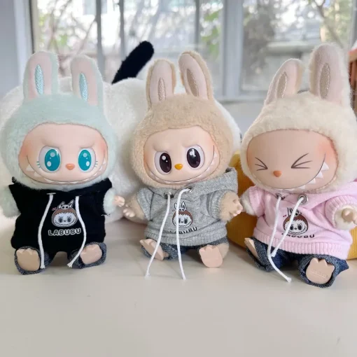 17cm Mini Plush Doll'S Clothes Labubu I II Idol Dolls Sitting Party Cute Hoodie With Pants Accessories For Korea Kpop Exo