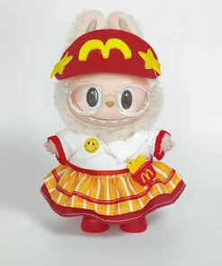 17cm Labubu Outfit - Little McDonald Three-Piece Set, Vinyl Keychain Plush Costume