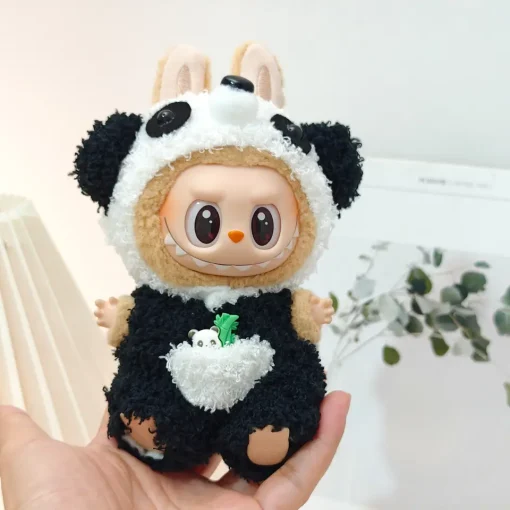 Doll Clothes For 15/17cm V1 V2 V3 Labubu Plush Idol Doll Panda Frog Headwear Jumpsuit Cute Animal Outfits Decoration Accessories