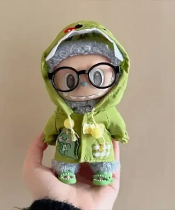 Para Labubu 10cm Mini ropa de muñeca de peluche accesorios de atuendo Idol V1 V2 regalo impermeable de dinosaurio conjunto de ropa