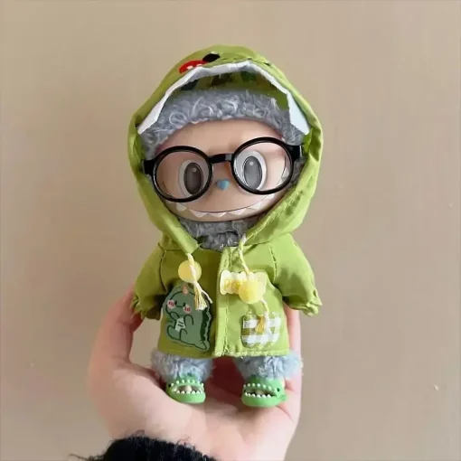 Para Labubu 10cm Mini ropa de muñeca de peluche accesorios de atuendo Idol V1 V2 regalo impermeable de dinosaurio conjunto de ropa