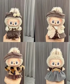 For 17cm Labubu Retro Style Outfit Small Painter Hat and Clothing Artistic Labubu Doll Clothes Set