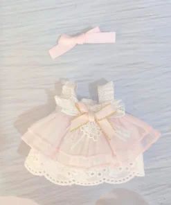 Pendentif en peluche de deuxième génération, vêtements Labubu, porte-clés, chiffon assis, vêtements de fête pour bébé, petite jupe, vêtements en tissu