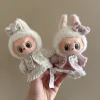 Only Clothes 17cm Cute Mini Plush Doll’s Clothes Outfit Accessories For Labubu Dolls Clothing Kids Gift Cherry Skirt Set 2
