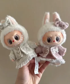 17cm Labubu Plush Doll Clothes Black Dress Suit Accessories for Kpop Exo Idol Cotton Dolls Clothes Labubu V1 V2 Outfit