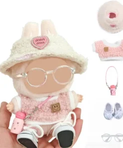 5 Set 17cm Doll Clothes Clothes for Dolls Outfit  Accessories for 17cm Dolls Clothes Light Pink Heart-Shaped Velvet hat  Small C