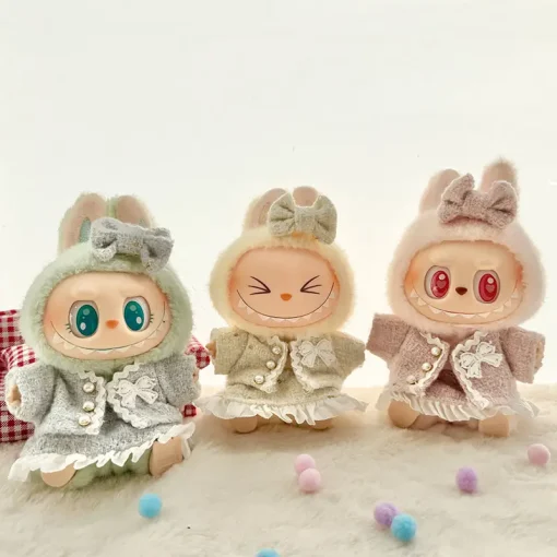 Only Clothes For Labubu Doll First Second Generation Clothes Classic Cute Lady Dress Pink White Blue Black Accessory Dignified