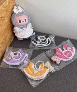 17cm Labubu Baby Clothes Fashion Trend Small Foreign Dress Vinyl Doll Pendant Clothes Replacement Skirt Glasses Chain Bag Set
