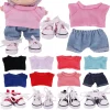 17cm labubu T-shirt+Jeans+Canvas Shoes=3 Pcs Set,Mini Plush Doll Clothes Outfit Accessories Girl‘s Toys’