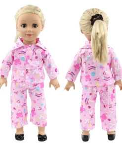 ropa para muñecas adecuada para muñecas americanas de 18 pulgadas. (no incluye muñecas y zapatos.) Disfraz de pijama rosa