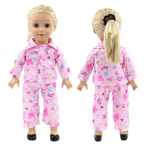 ropa para muñecas adecuada para muñecas americanas de 18 pulgadas. (no incluye muñecas y zapatos.) Disfraz de pijama rosa