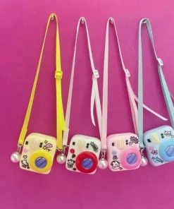17cm Labubu Macaroon Ribbon Camera Model Dollhouse Dollhouse Mini Cartoon Ob11 Baby Clothes Accessories