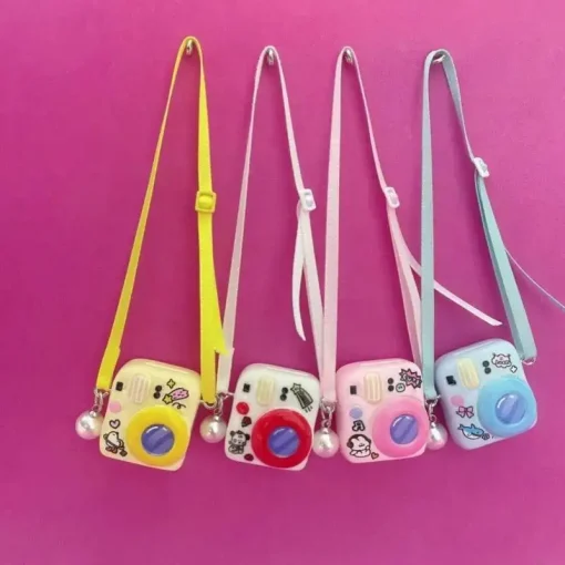 17cm Labubu Macaroon Ribbon Camera Model Dollhouse Dollhouse Mini Cartoon Ob11 Baby Clothes Accessories