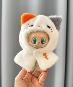 17cm Mini Plush Doll'S Clothes Labubu I II Idol Dolls Sitting Party Clothing White Cat Cape Accessories for Korea Kpop Exo