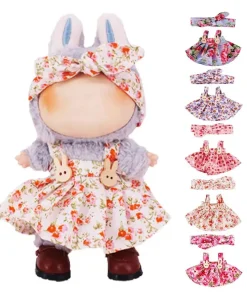 Clothes for 17Cm Plush Doll For Labubu Clothes Accessories Pants Skirts Cute Doll Suspender Dress DIY Dress Up Clothing