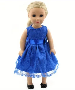 Doll clothes suitable for 18-inch American dolls. (does not include dolls and shoes.) Blue lace skirt costume.