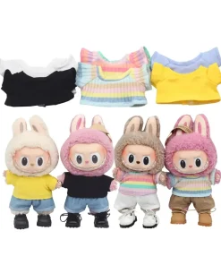 Plush Doll'S Clothes Outfit Accessories For Korea Kpop Exo Labubu Idol Dolls 10cm cotoon doll T-shirt denim shorts set Clothing