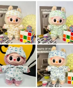 Doll Clothes Accessories for 17cm Labubu Dolls Baby Doll Lovely Pajamas With Eye Mask Stuffed Cotton Toy for Korea Star Kpop EXO