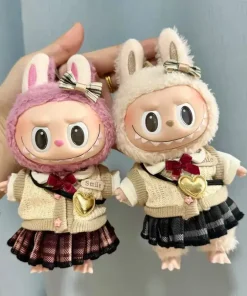 17cm labubu clothes pendant Labubu doll clothes keychain Labubu doll for JK skirt set cute