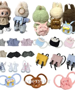 For 17cm labubu Accessories Labubu School bag Backpack with Shirt Shoes Doll Accessories Labubu Ropa